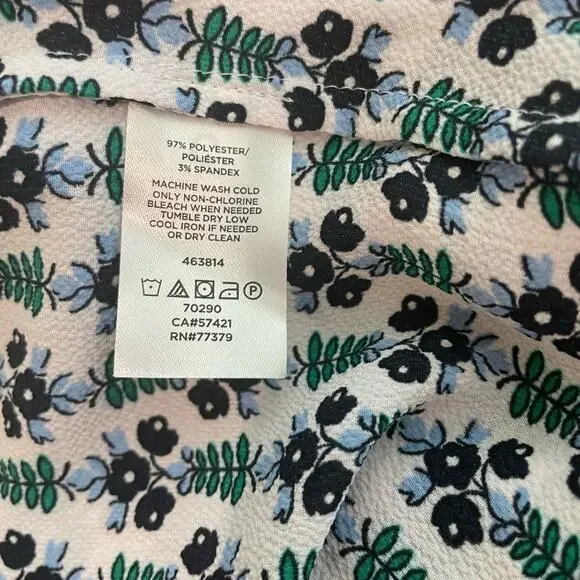 Ann Taylor Black White Floral Boatneck Long Sleeve Stretch Blouse Size XL EUC - Picture 6 of 7